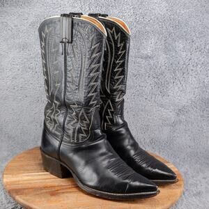 Mens Vintage Nocona Boots Size 8.5 E 3277 Black Pointed Toe Cowboy Boots USA